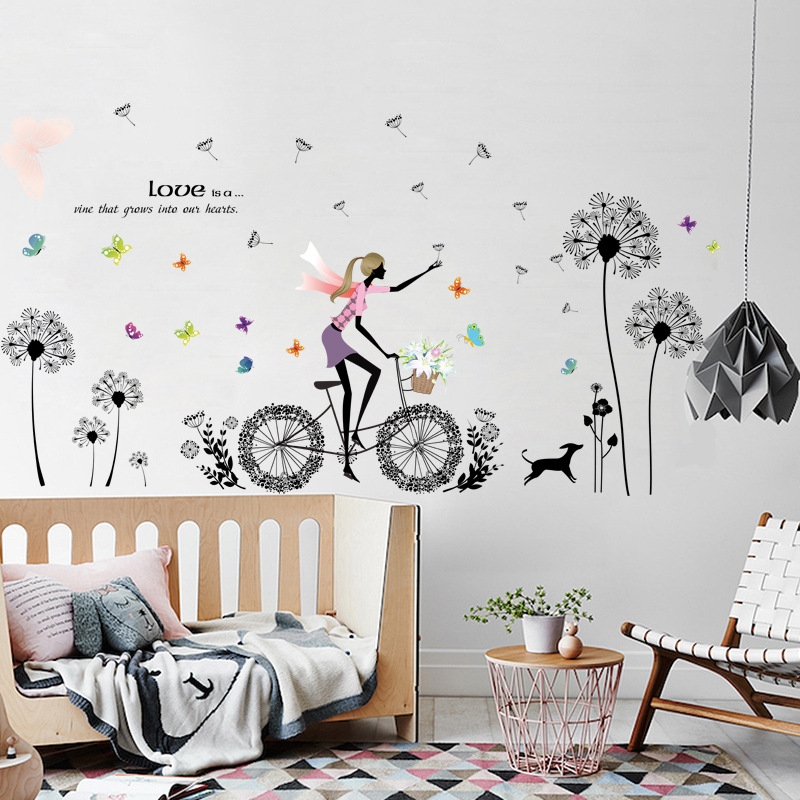 Decal dán tường flower with girl ZOOYOO XL8212