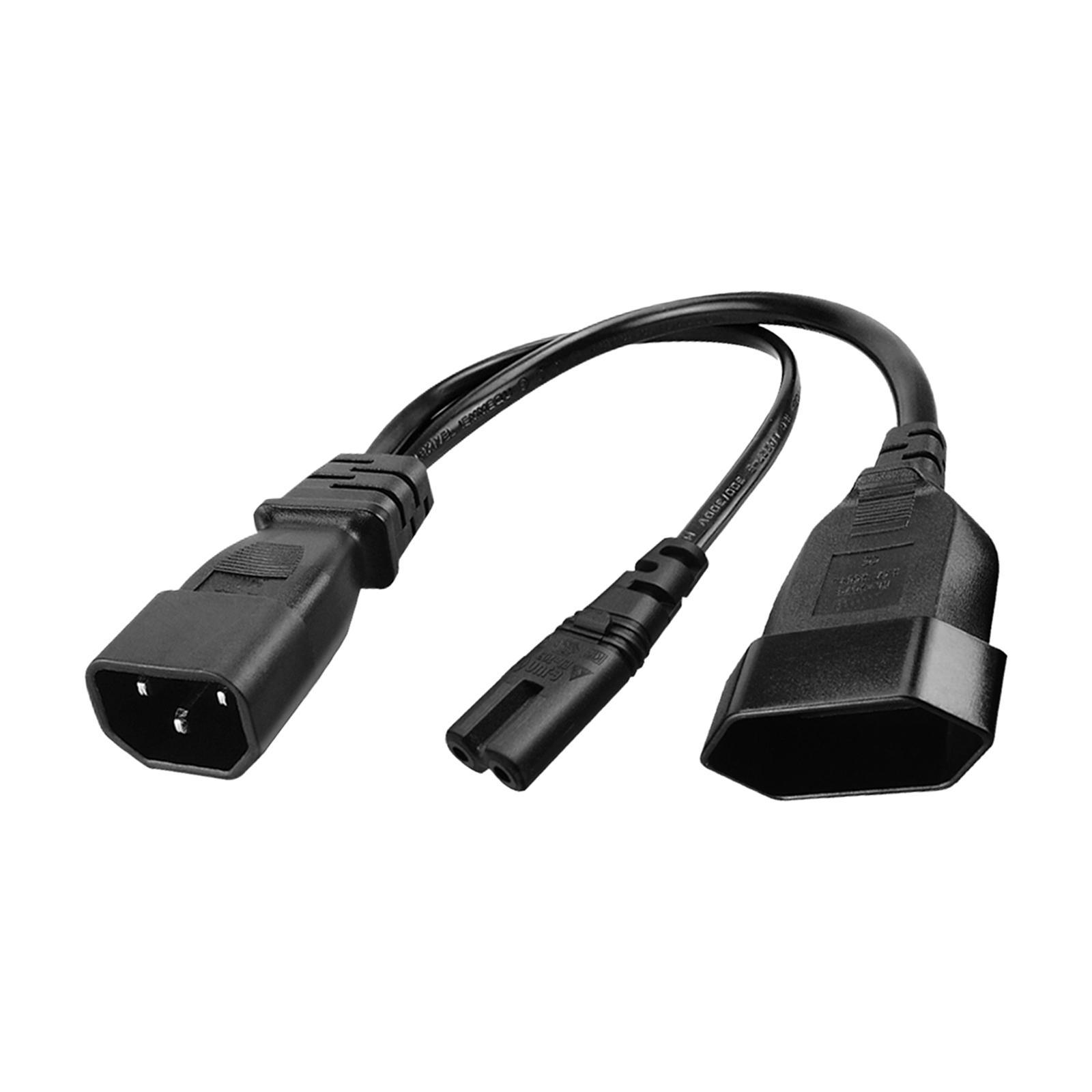 IEC 320 C14 Male to C7+European Female Y Split Power Adapter Cord 1