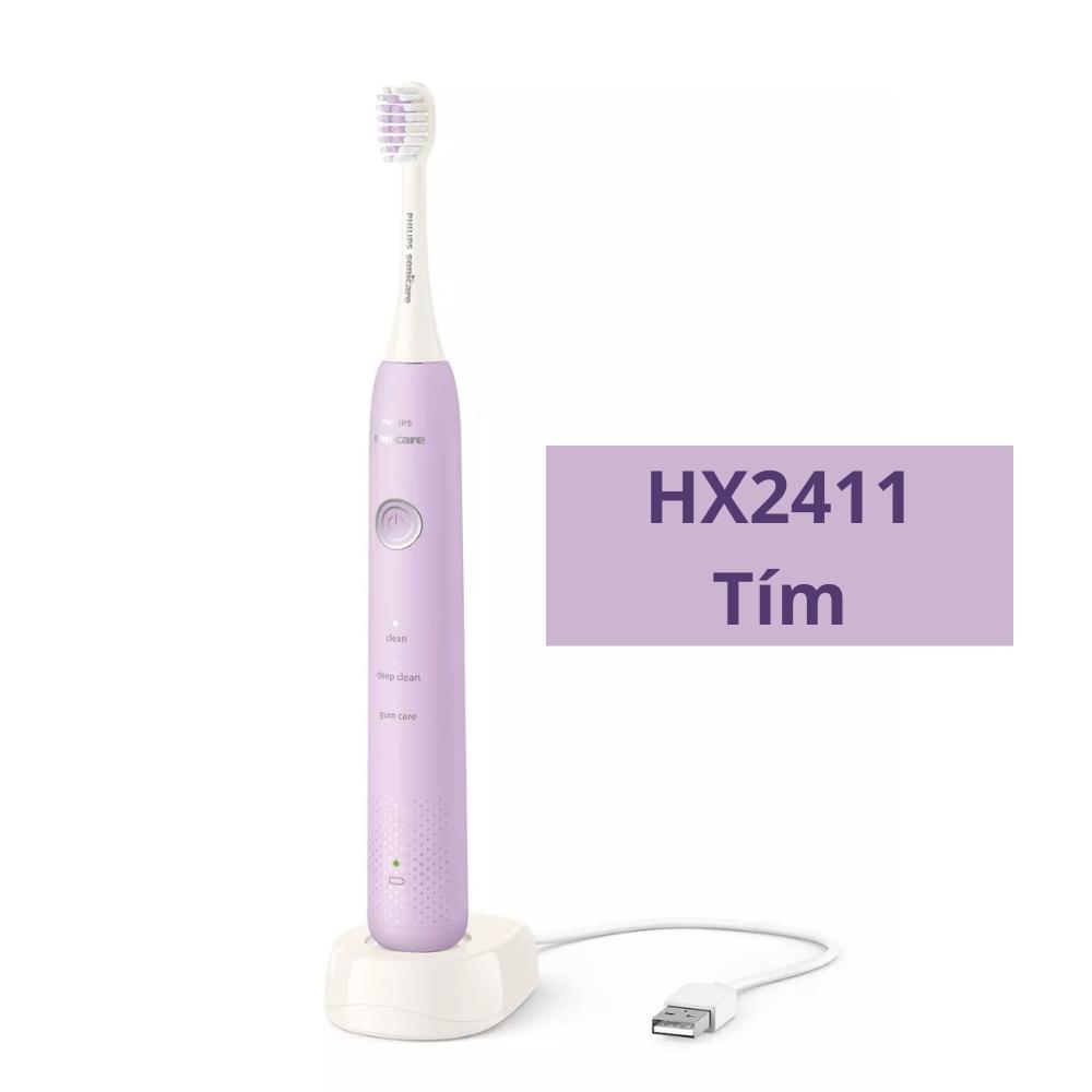 Bàn chải đánh răng điện Philips HX2411 với 3 chế độ làm sạch - Hàng nhập khẩu