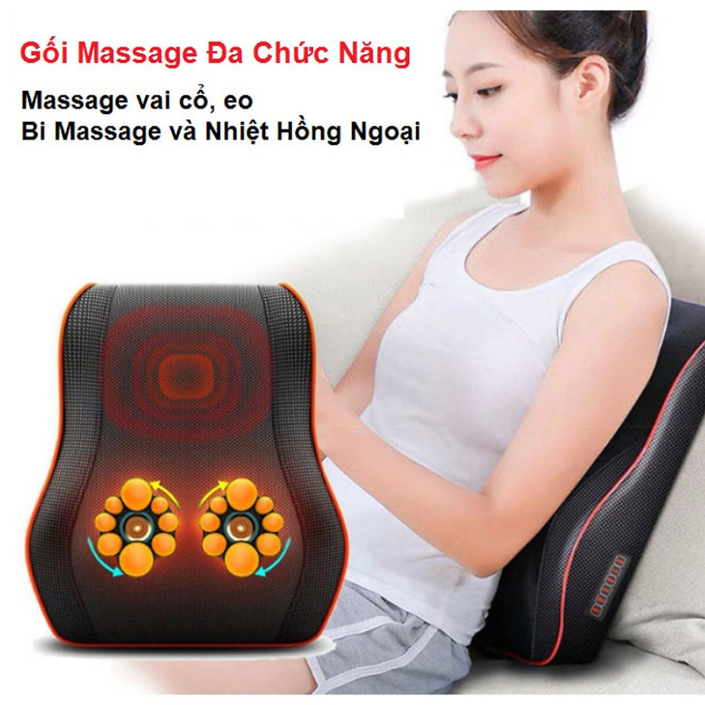 Gối Massage Cổ Vai Gáy Hồng Ngoại RULAX RL19 Phiên Bản Cao Cấp Kết Hợp Massage Thảo Dược, Nam Châm, Rung, Điều Khiển Tiện Lợi