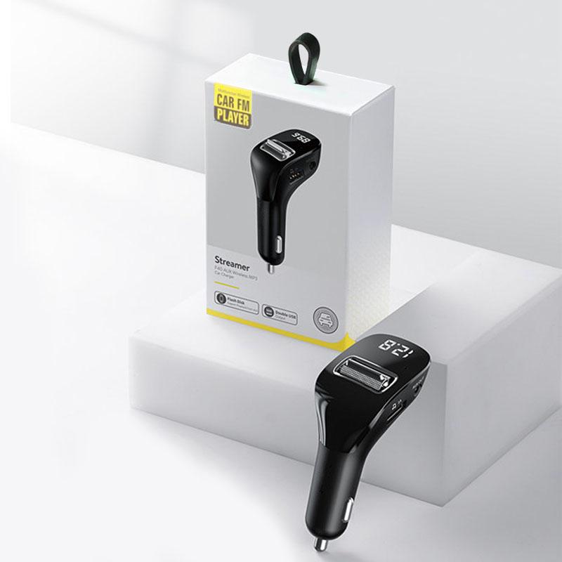 Tẩu sạc F40 kết nối Bluetooth 5.0 AUX không dây có bộ sạc FM mp3 cho ô tô