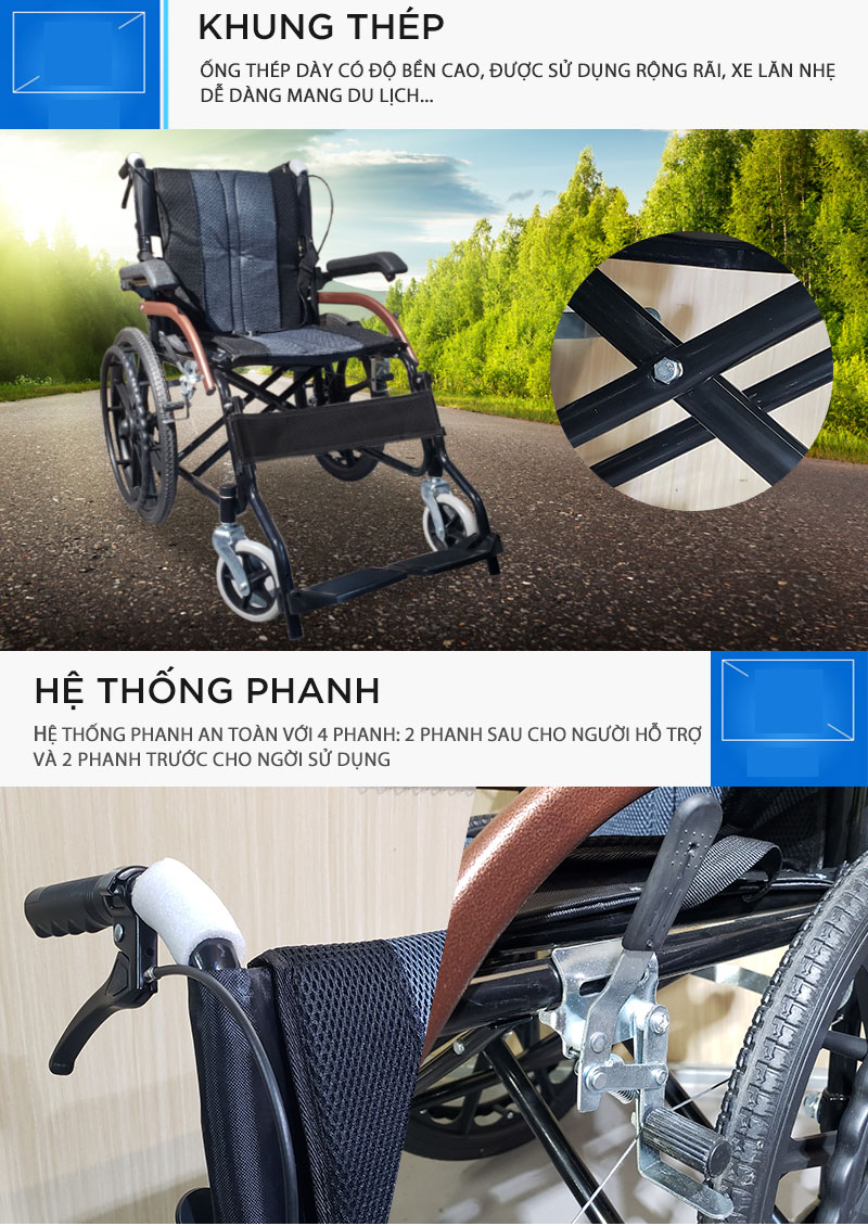 Xe lăn gấp gọn xách tay, siêu nhỏ gọn, siêu nhẹ - Tay ghế có thể nâng lên tiện cho việc ra vào - Hàng chính hàng NIKITA 2023