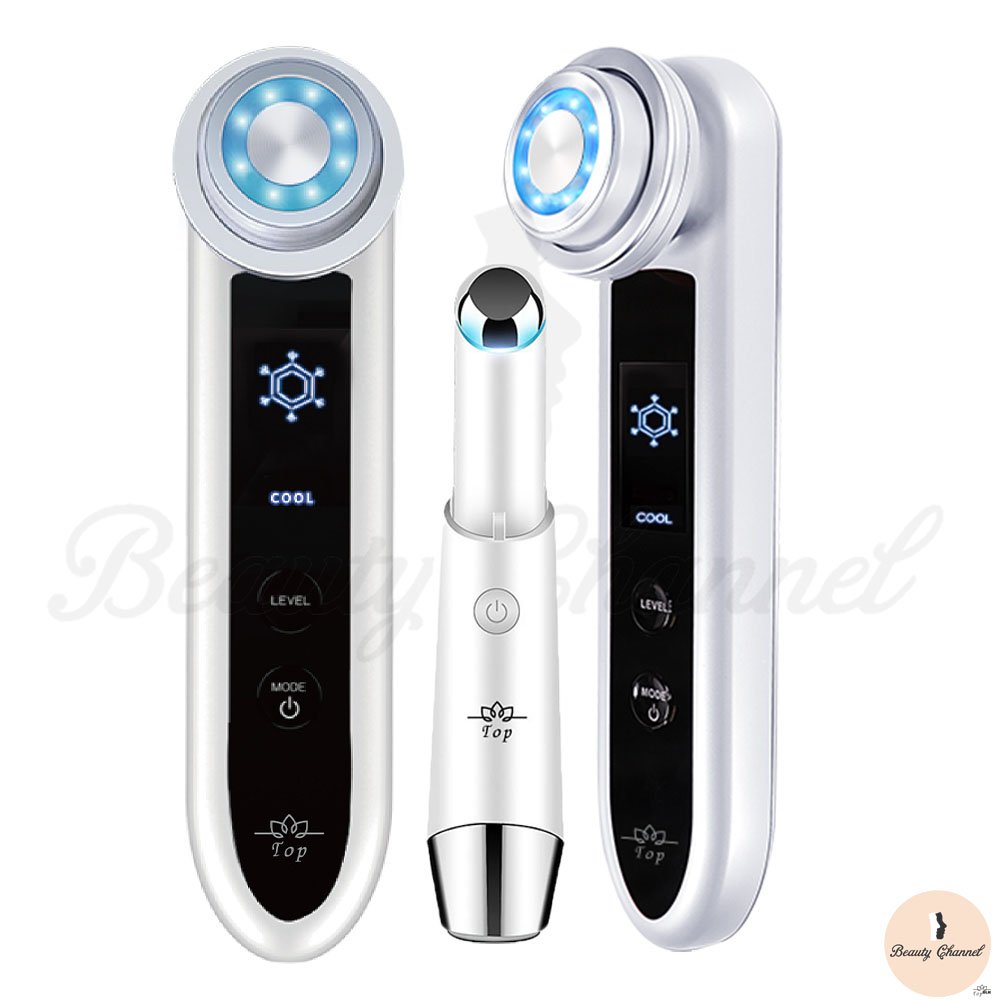 Máy Massage Mặt Chăm Sóc Da 7 in 1 Photon Nóng Lạnh – EMS Nâng Cơ – Sóng RF Hạn Chế Nếp Nhăn – Ánh Sáng Sinh Học, Làm Sạch – Căng Mịn Da Mặt Kèm Máy Massage Mắt Mini Hỗ Trợ Loại Bỏ Quầng Thâm Chống Mỏi Mắt.