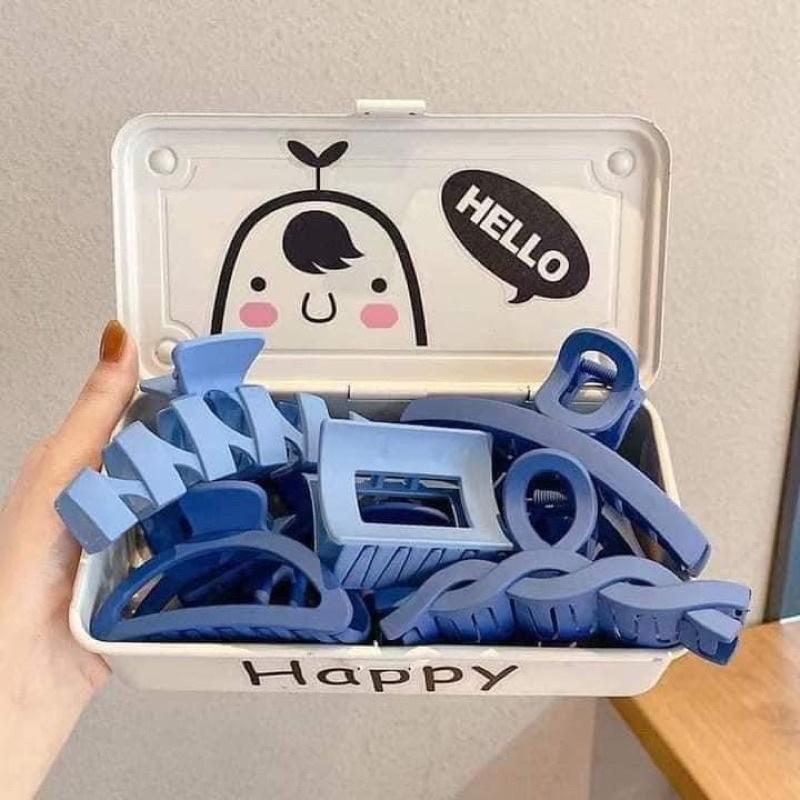 Set cặp tóc 8 chi tiết mầu xanh dương phong cách Hàn Quốc