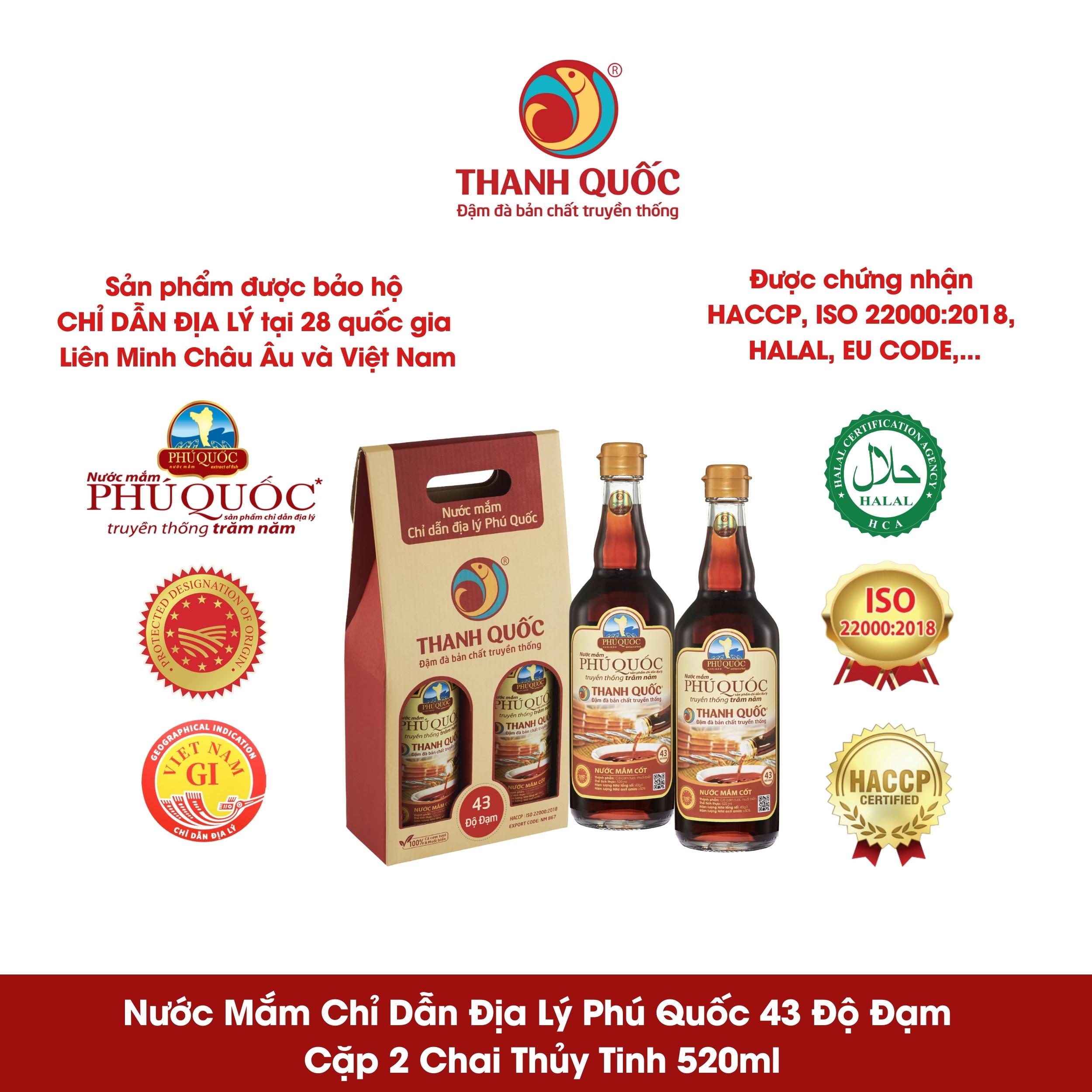 Nước Mắm Chỉ Dẫn Địa Lý Phú Quốc - Thanh Quốc 43N - 520ml x 2 chai