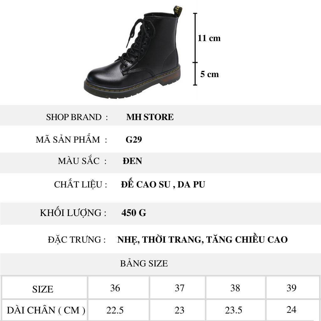 Giày Boots Nữ BUXINO29 Boots Nữ Cổ Cao Da Trơn Chất Xịn Nam Nữ Phong Cách Trẻ Trung Cực Ngầu Size Từ 36 Đến 39