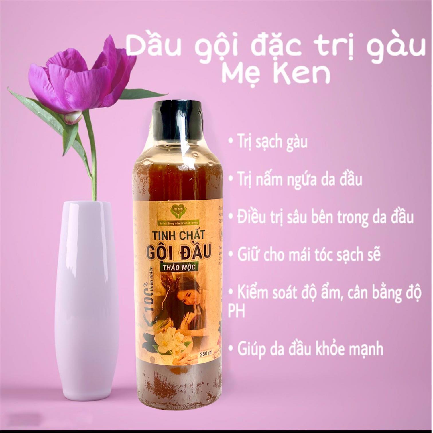 TINH CHẤT GỘI ĐẦU THẢO MỘC MẸ KEN 250ML Kích thích mọc tóc, giảm gãy rụng, giảm gàu, giảm nấm ngứa - tặng kèm 1 khăn tắm