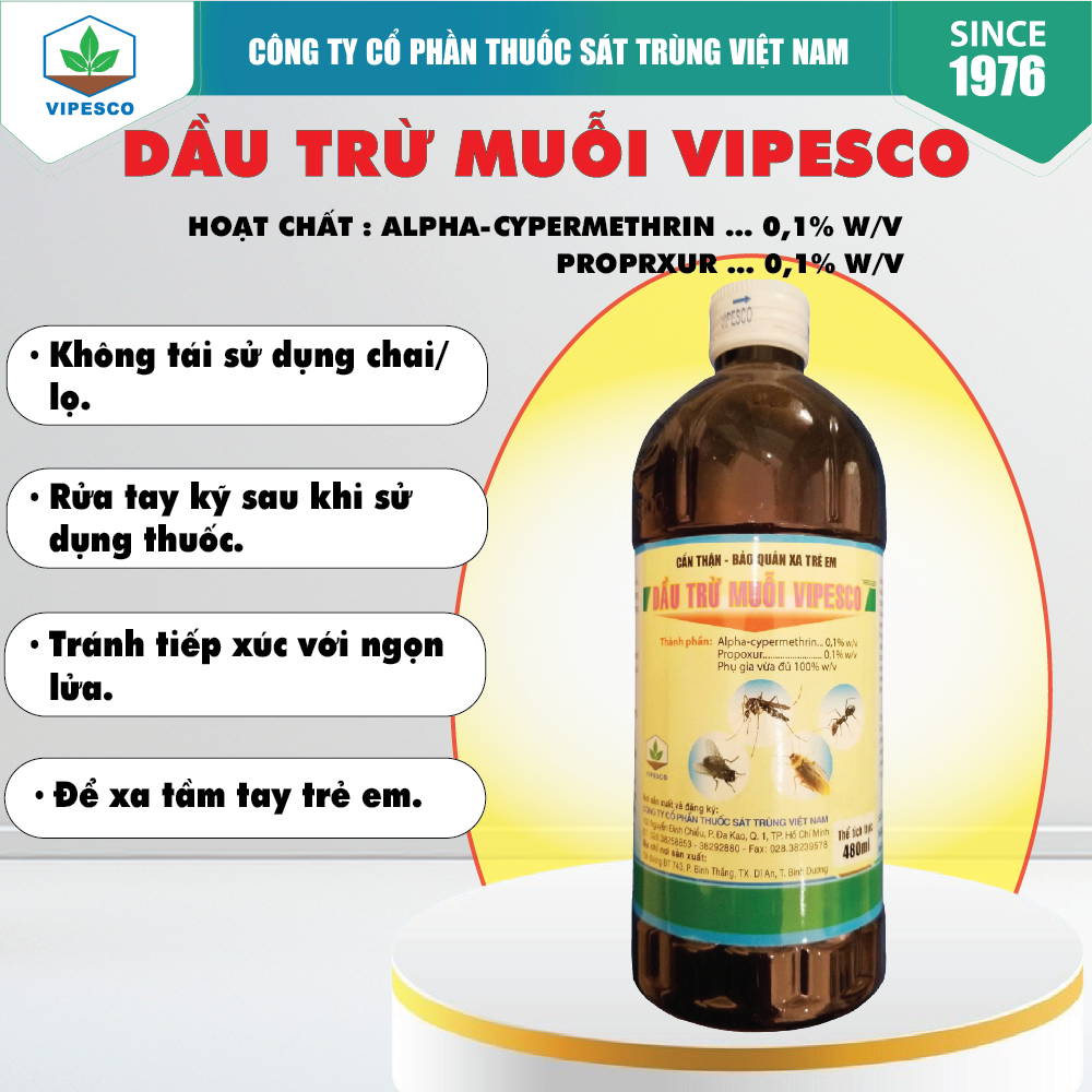 DẦU TRỪ MUỖI VIPESCO (480ml)