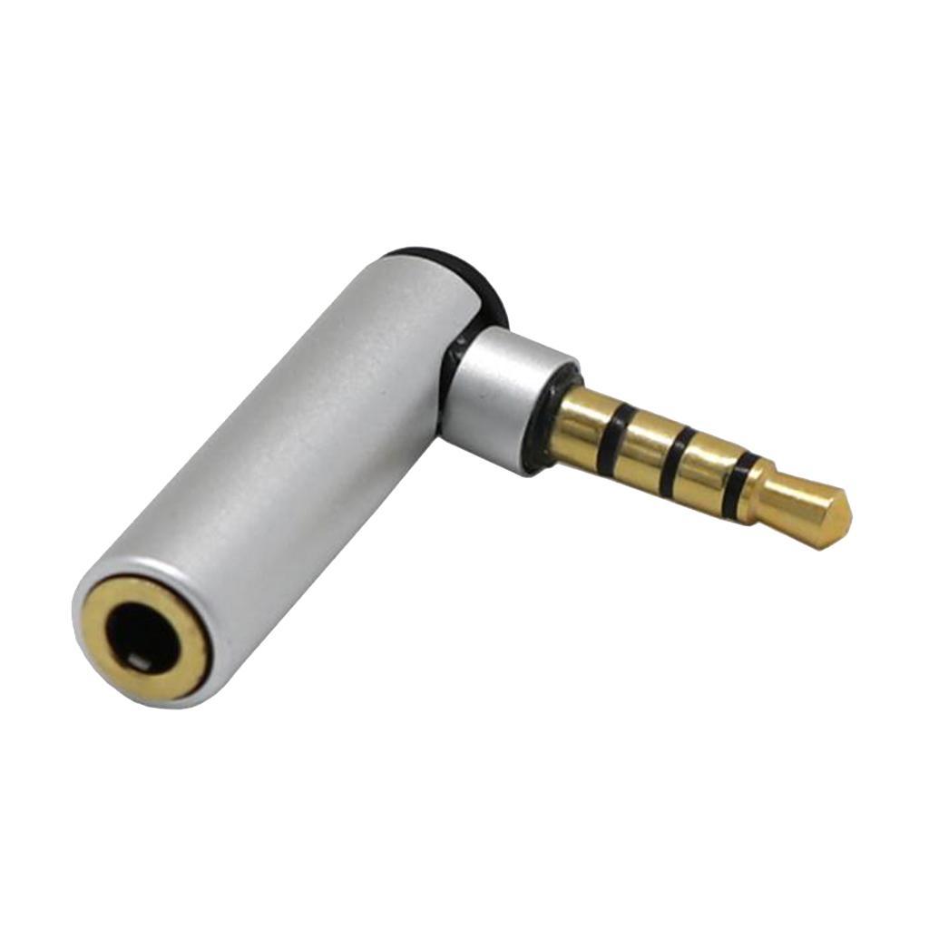 3.5mm Male to Female Audio Adapter Right Angle  Plug Converter Silver