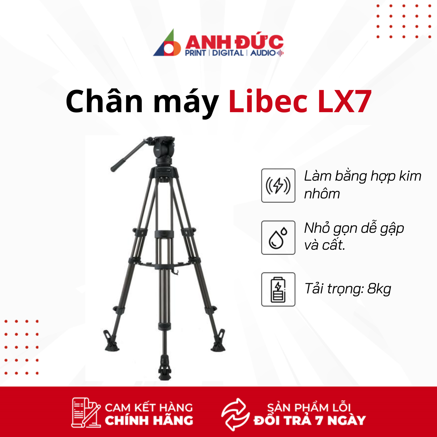 Chân máy ảnh Libec LX7 - Hàng Chính Hãng Bảo Hành 12 Tháng