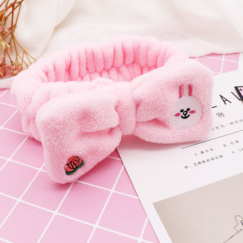 Băng đô nơ to bản lông dày xinh xắn, băng đô rửa mặt hoạt hình cute BD32