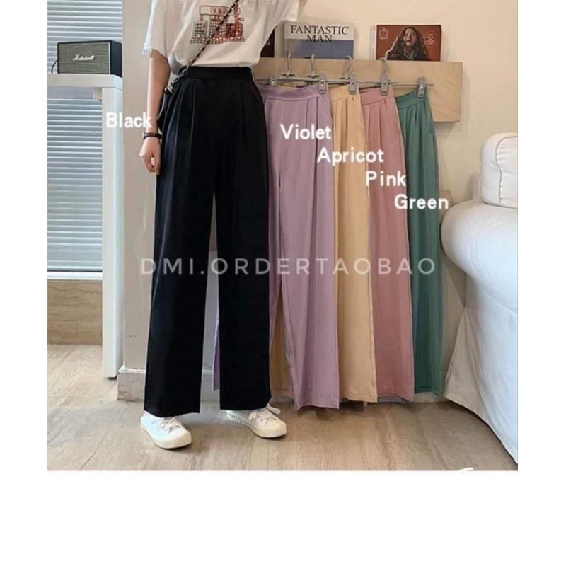 Quần ống rộng len tăm cạp cao ulzzang