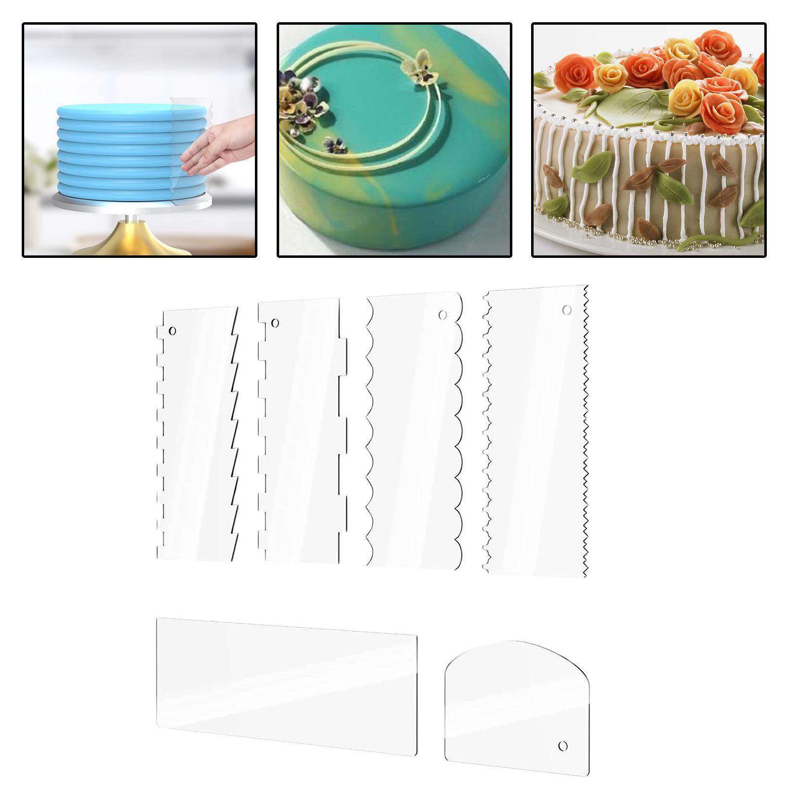 6 Pieces Acrylic Cake Scraper for Cake Edges Icing Mousse Kitchen Supply