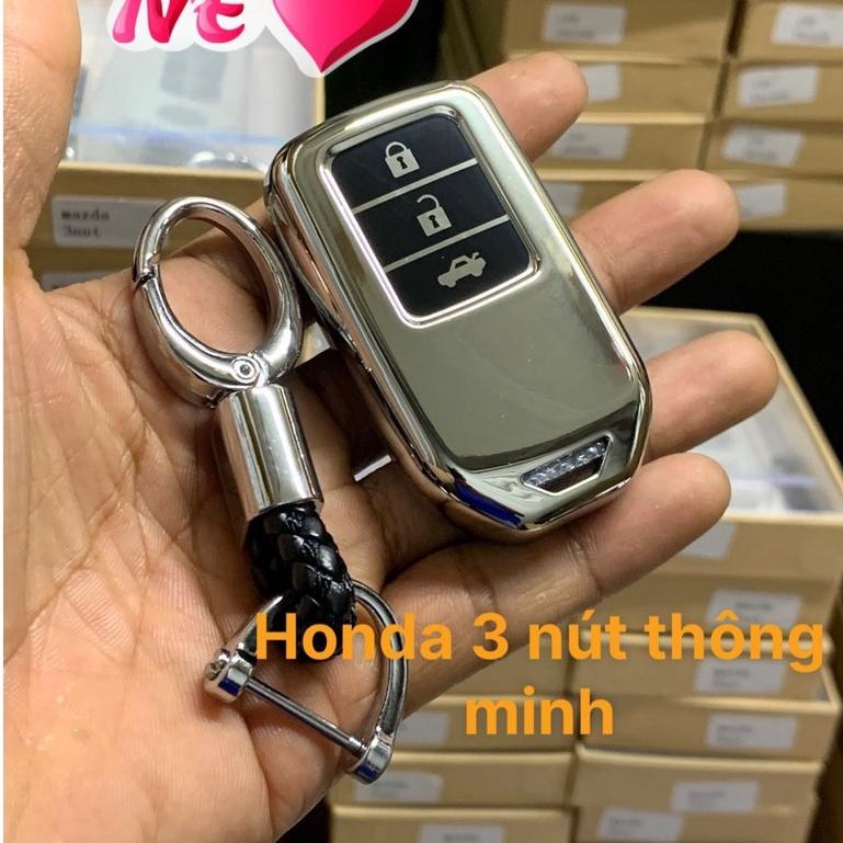 BAO ỐP KHÓA BẰNG SILICON VÀ MÓC KHÓA INOX 3 NÚT DÙNG CHUNG CHO XE HONDA CITY, CRV, CIVIC TỪ 2019-2023