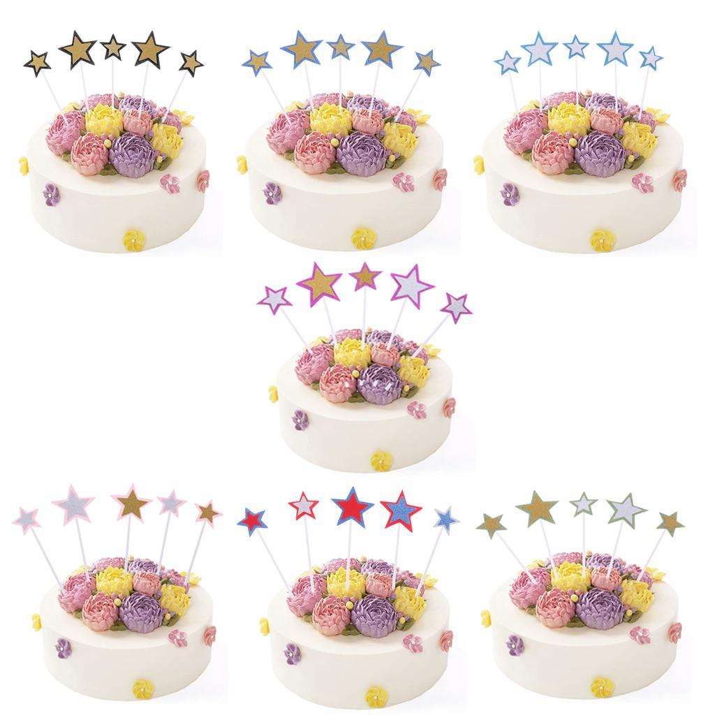 10 Pieces Star Cake Topper Party Dessert Cupcake Decoration