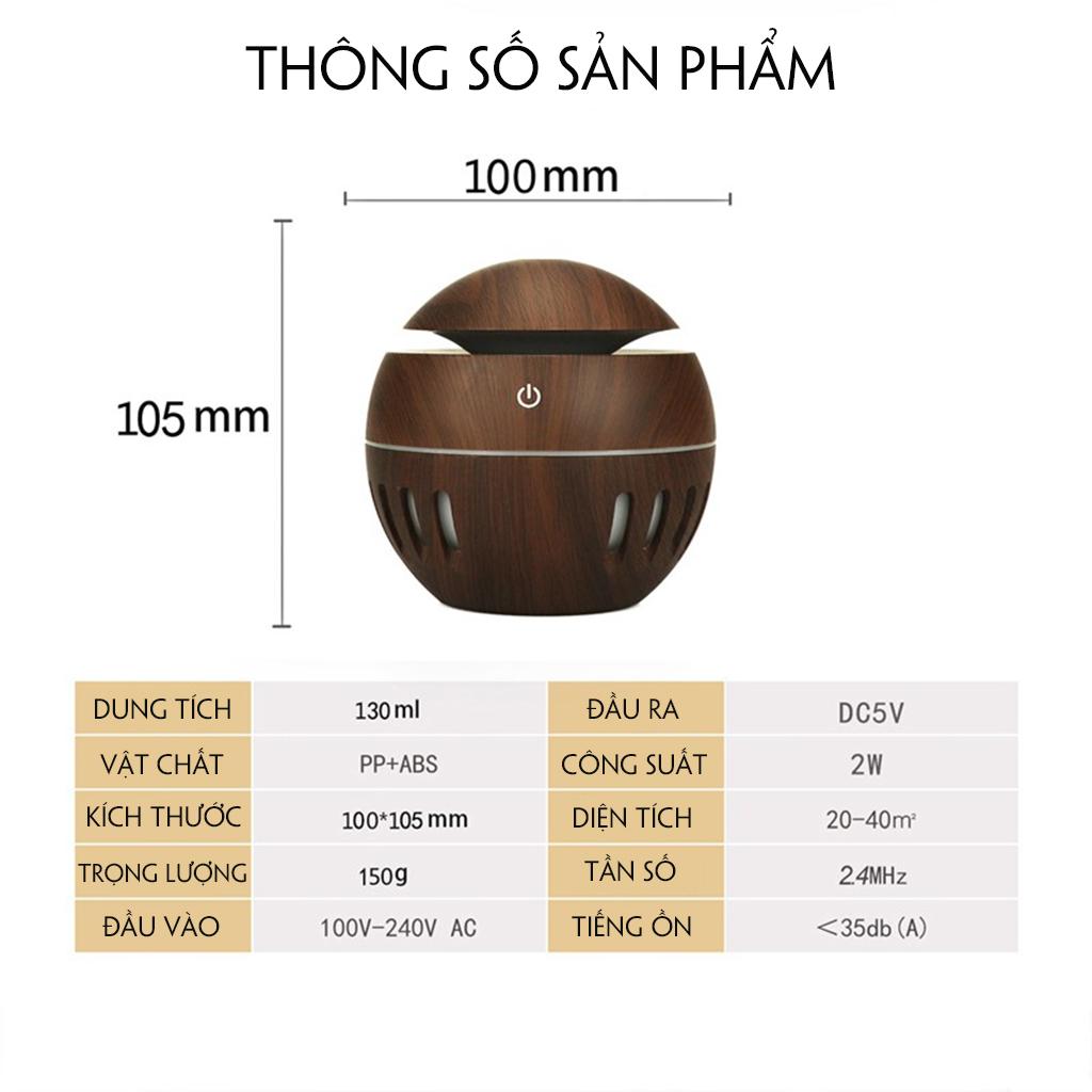 Máy Phun Sương Tạo Độ Ẩm , Máy Khuyêch Tán Tinh Dầu Hình Tròn Vân Gỗ Có 7 Màu LED -4027 (MÀU NGẪU NHIÊN)