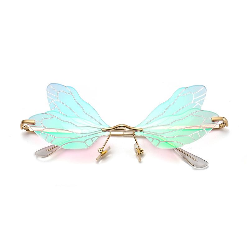Kính râm cổ điển Butterfly Rimless Dragonfly Wing Kính râm Phụ nữ Clear Ocean Lens Kính mắt Đàn ông Kính mặt trời SHADES UV400 Color: 08