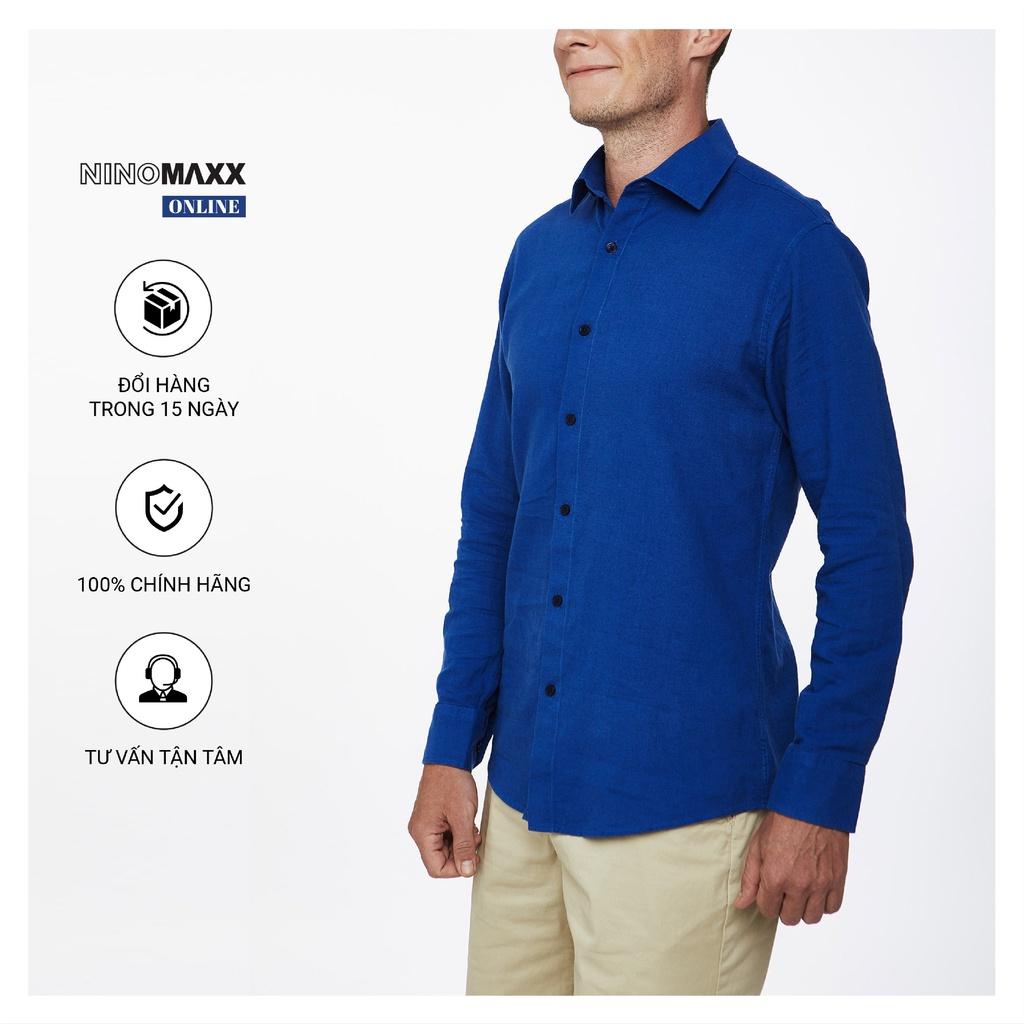 Áo sơ mi nam dài tay Ninomaxx cotton pha lanh mã 1908094