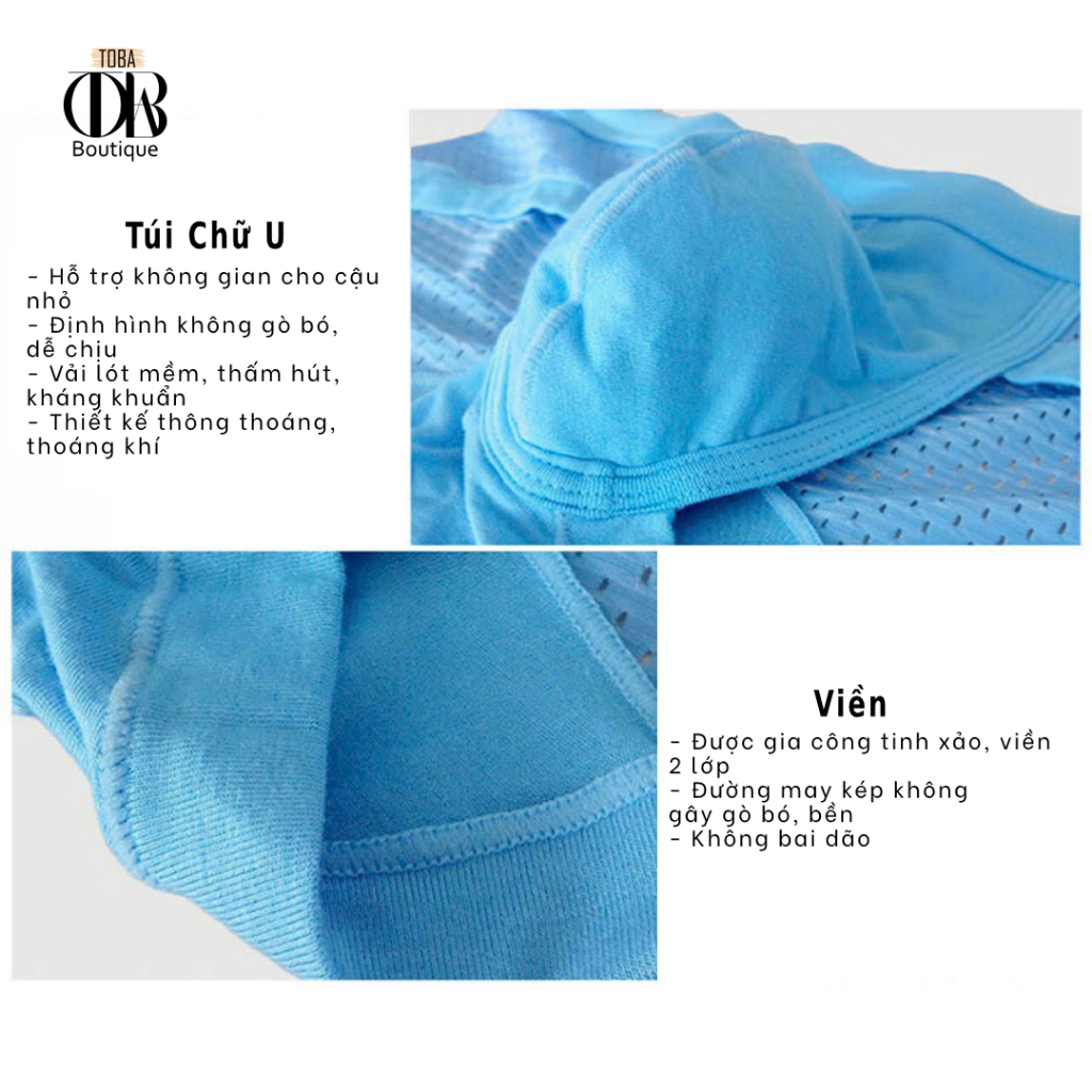 Quần lót nam Tam Giác Cotton phối Lưới TOBA Boutique thông thoáng thoải mái thời trang TBTGL01