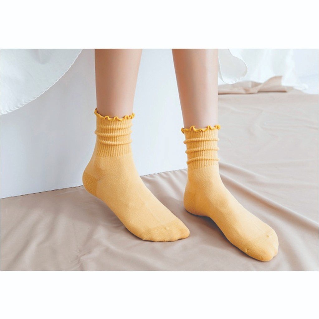 Tất, vớ nhún cổ bèo nữ cao cổ phong cách Vintage Hàn Quốc, hiệu MHAN cao cấp, chất liệu cotton, có nhiều màu