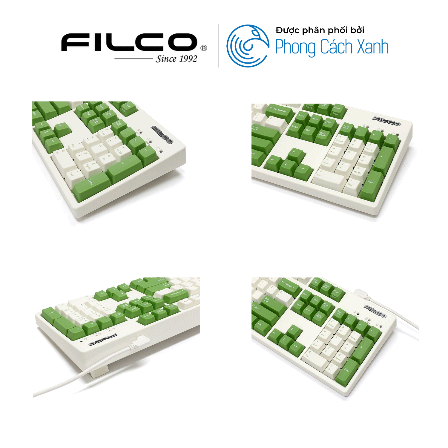 Bàn phím cơ Filco Majestouch Convertible 3X Matcha - Fullsize - Hàng Chính Hãng
