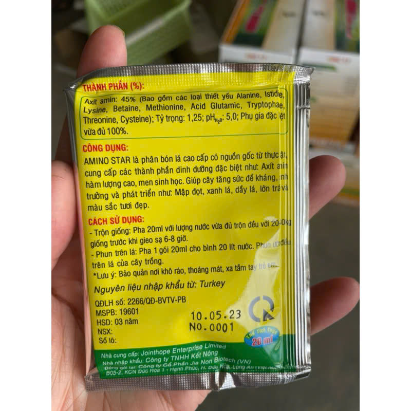 Phân sinh học amino acid tăng đậu trái lớn trái dày lá to củ gói 20ml