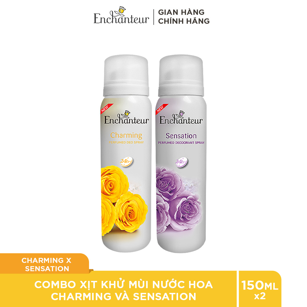 Combo 2 Xịt Khử mùi Enchanteur Charming và Sensation 150ml/Chai