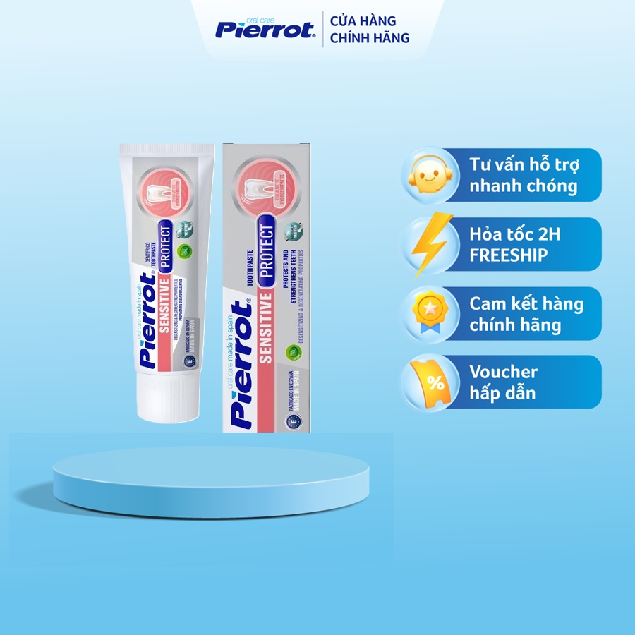 Kem đánh răng giảm ê buốt Pierrot Sensitive bảo vệ men răng, ngừa sâu răng 75ML