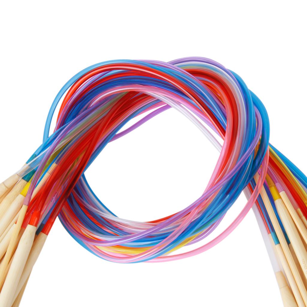 93 Pieces Carbonized Bamboo Straight Knitting Needle &amp; Circular Knitting Needle with Colorful Tube