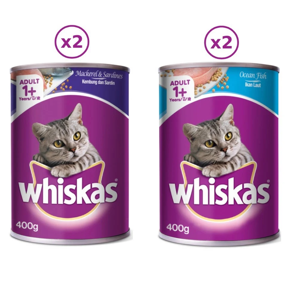 COMBO 5 Lon Pate Cho Mèo Vị Cá Ngừ Và Cá Biển Whiskas 400g - YonaPetshop