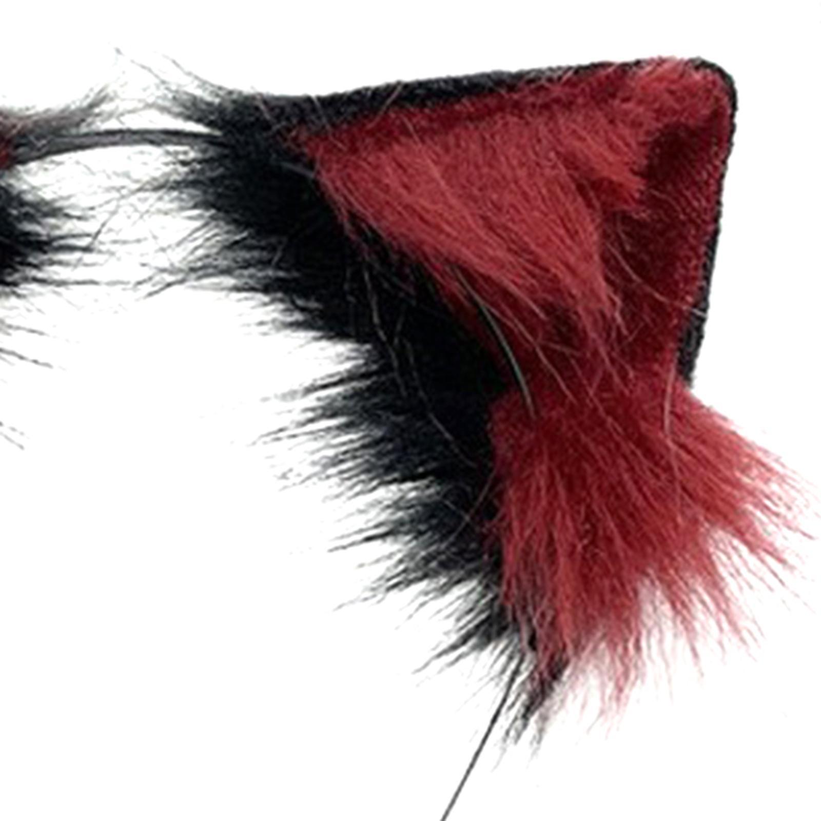 2Pieces Fox Ears Hair Hoop, Headwear Lovely Plush for Cosplay Costume Kits