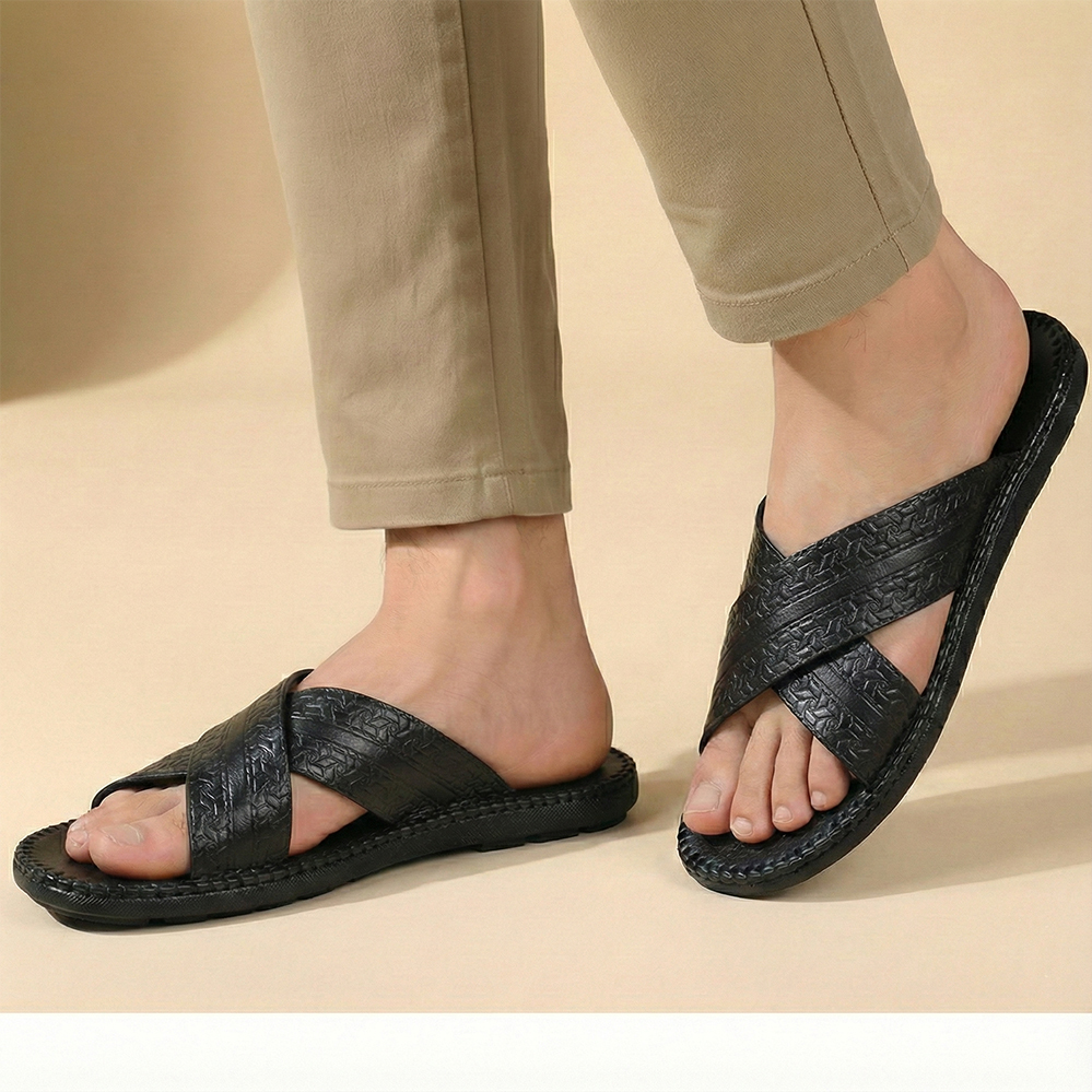 Dép Nam Quai Chéo HA NAM Da Bò Thật Cao Cấp DNA22042