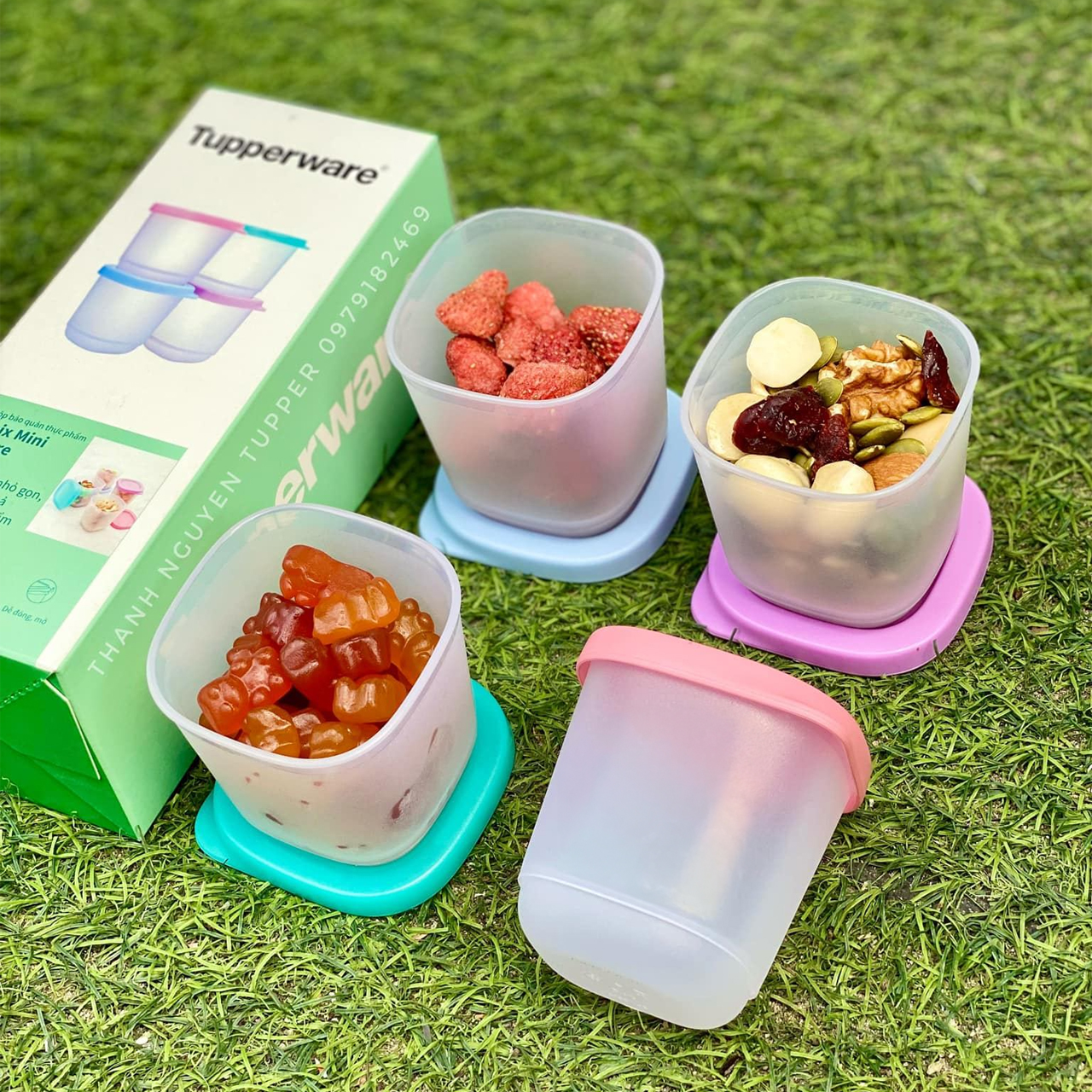 Bộ hộp BQTP Cubix Mini Square (4) TUPPERWARE HÀNG CHÍNH HÃNG