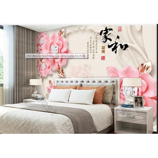 Tranh dán tường Tranh 3d dán tường phòng khách phòng ngủ hiện đại Hoa Hồng Lai 02
