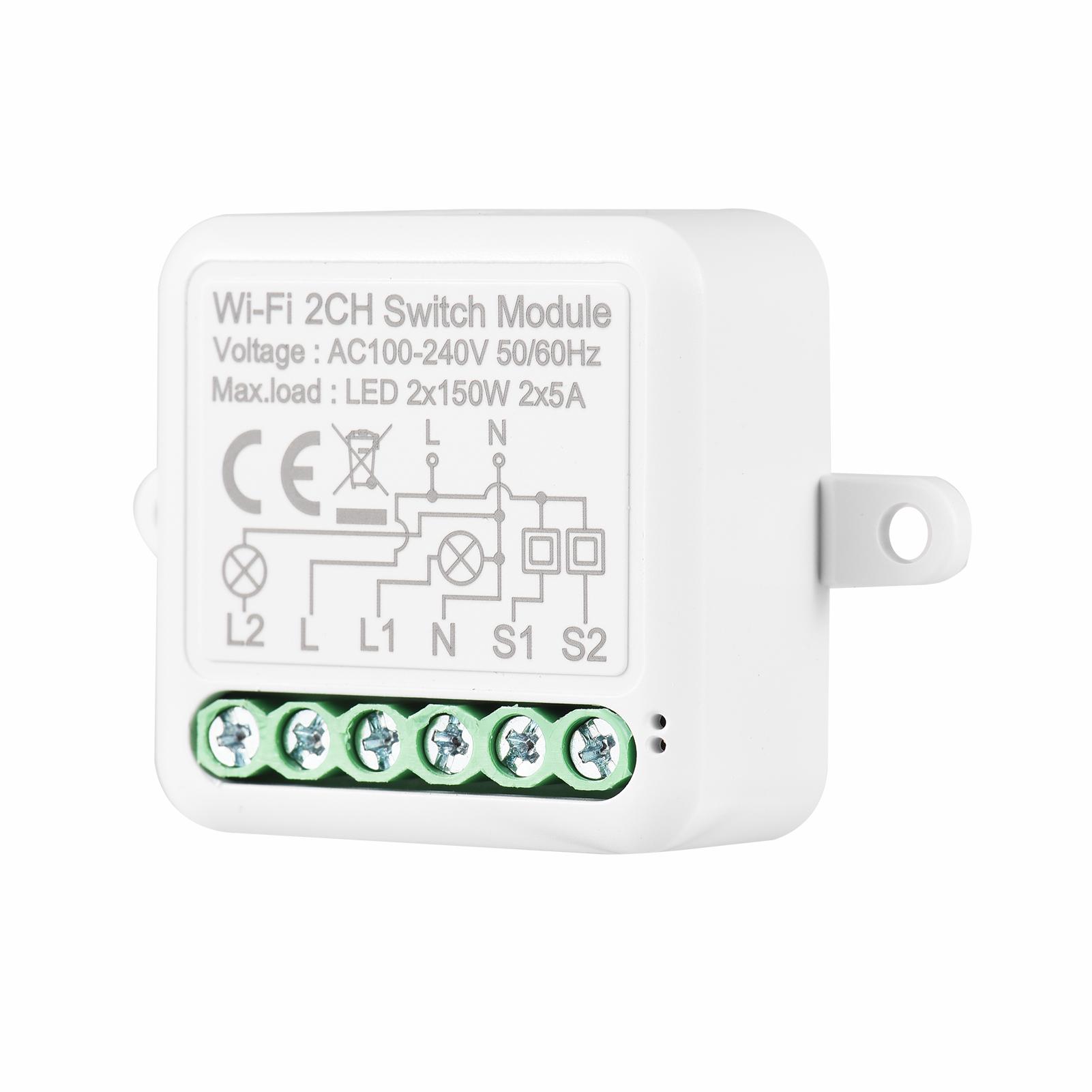 Mô-đun chuyển mạch WIFI 4CH Mô-đun thông minh mini có điều khiển bằng giọng nói Mobilephone APP Chức năng điều khiển thời gian Tương thích với Google Assistant Amazon Alexa LED 300W, 10A