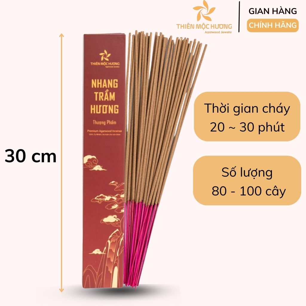 Nhang Trầm Hương Cao Cấp Thiên Mộc Hương, trầm hương 16 năm, thơm dịu nhẹ, không cay mắt, không kích mũi, lưu hương cực lâu