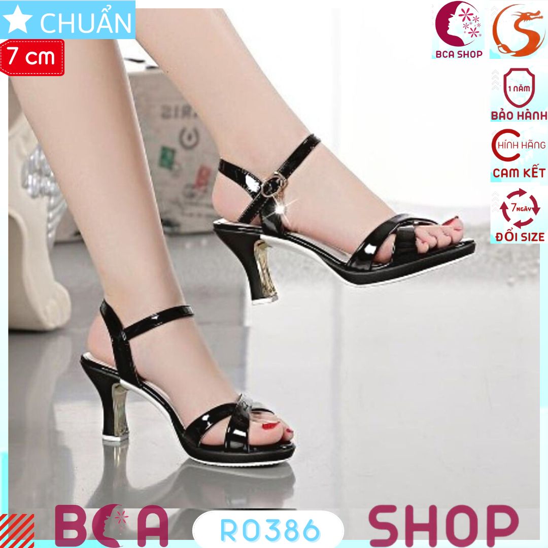 Giày cao gót nữ màu đen 7p RO386 ROSATA tại BCASHOP kiểu dáng sandal, hở mũi, mang vào nịnh chân và tôn dáng cực kì