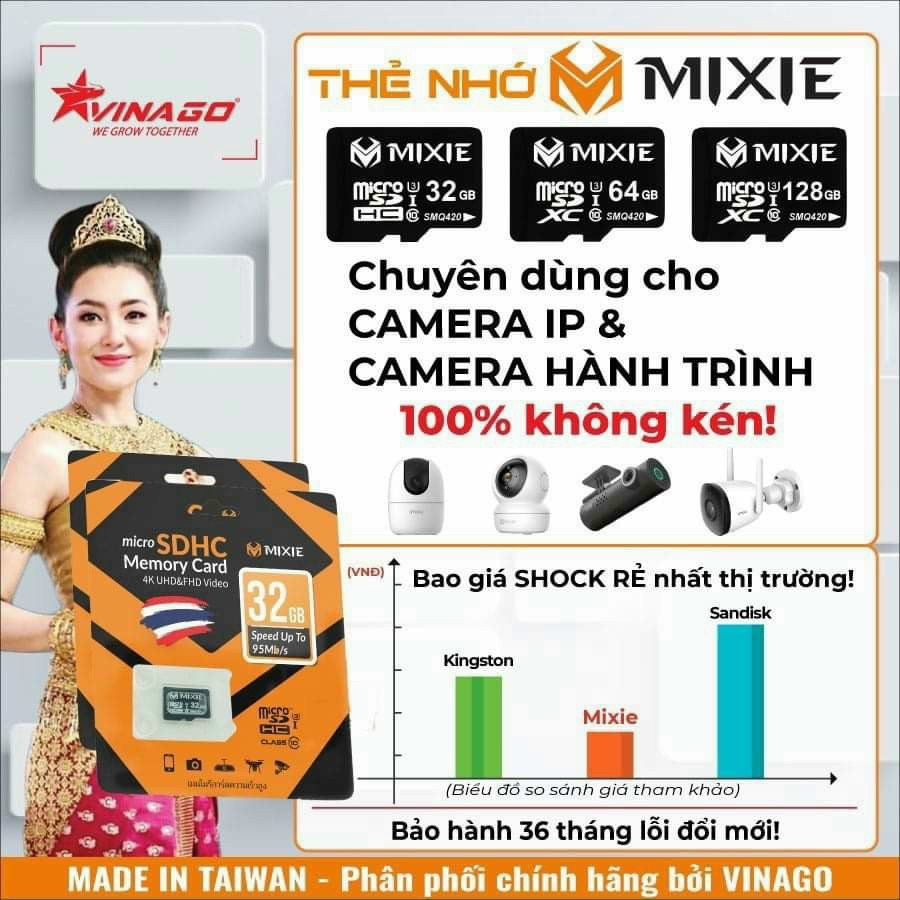 THẺ NHỚ MIXIE 32GB/64GB/128 MICRO TF TỐC ĐỘ 95MB/S GHI 70M/S cho camera, điện thoại, camera hành trình - hàng nhập khẩu (TẶNG KÈM ĐẦU ĐỌC THẺ NHỚ)