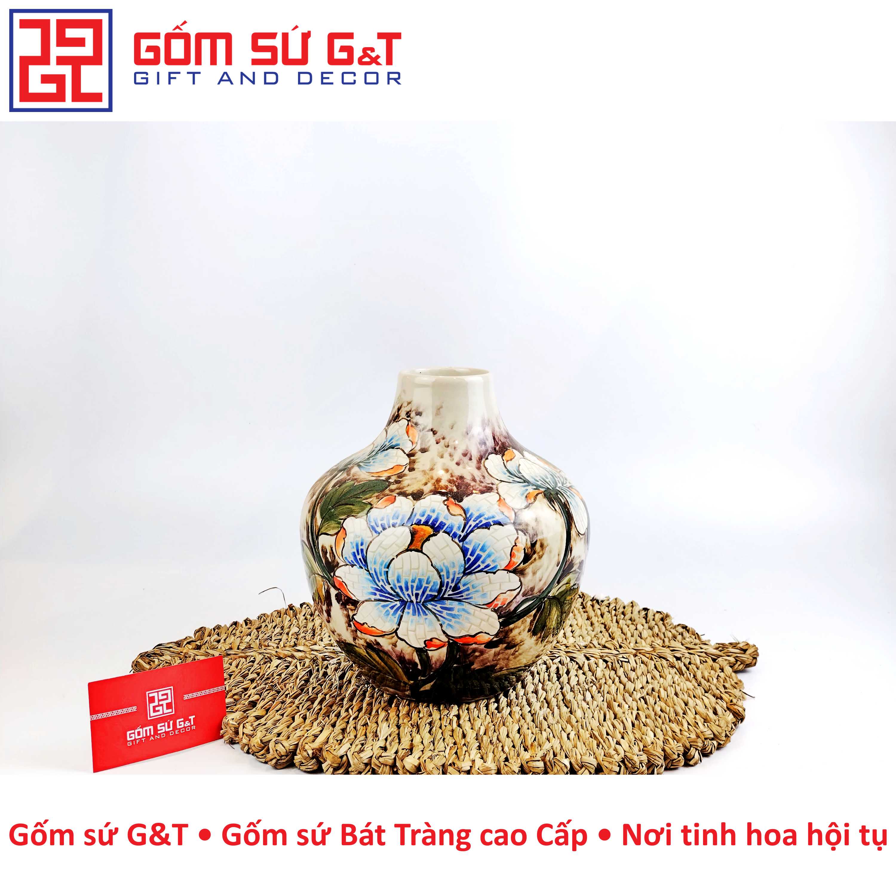 Lọ hoa dáng tỏi cụt bạch liên Gốm Sứ G&T