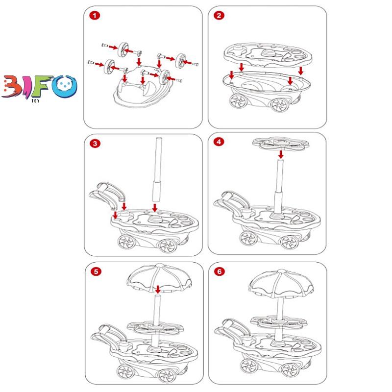 Xe kem 30 PCS xe đẩy bán kem đồ chơi có nhạc và đèn vui nhộn đồ chơi đồ hàng màu hồng quà tặng bé gái