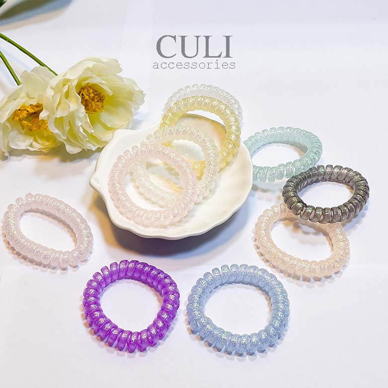 Dây cột tóc lò xo co giãn, nhựa dẻo xoắn nhiều màu xinh xắn - Culi accessories