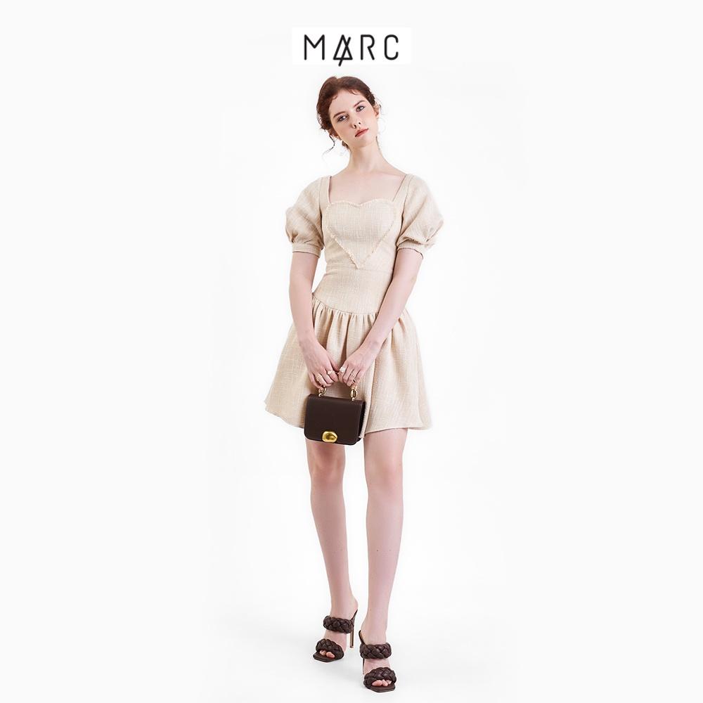 Đầm nữ MARC FASHION tweed mini tay phồng rã ngực hình trái tim FASH090422