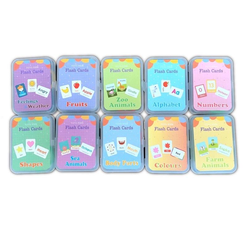 Combo trọn bộ 16 hộp chủ đề Flashcard tiếng anh, thẻ học thông minh cho bé