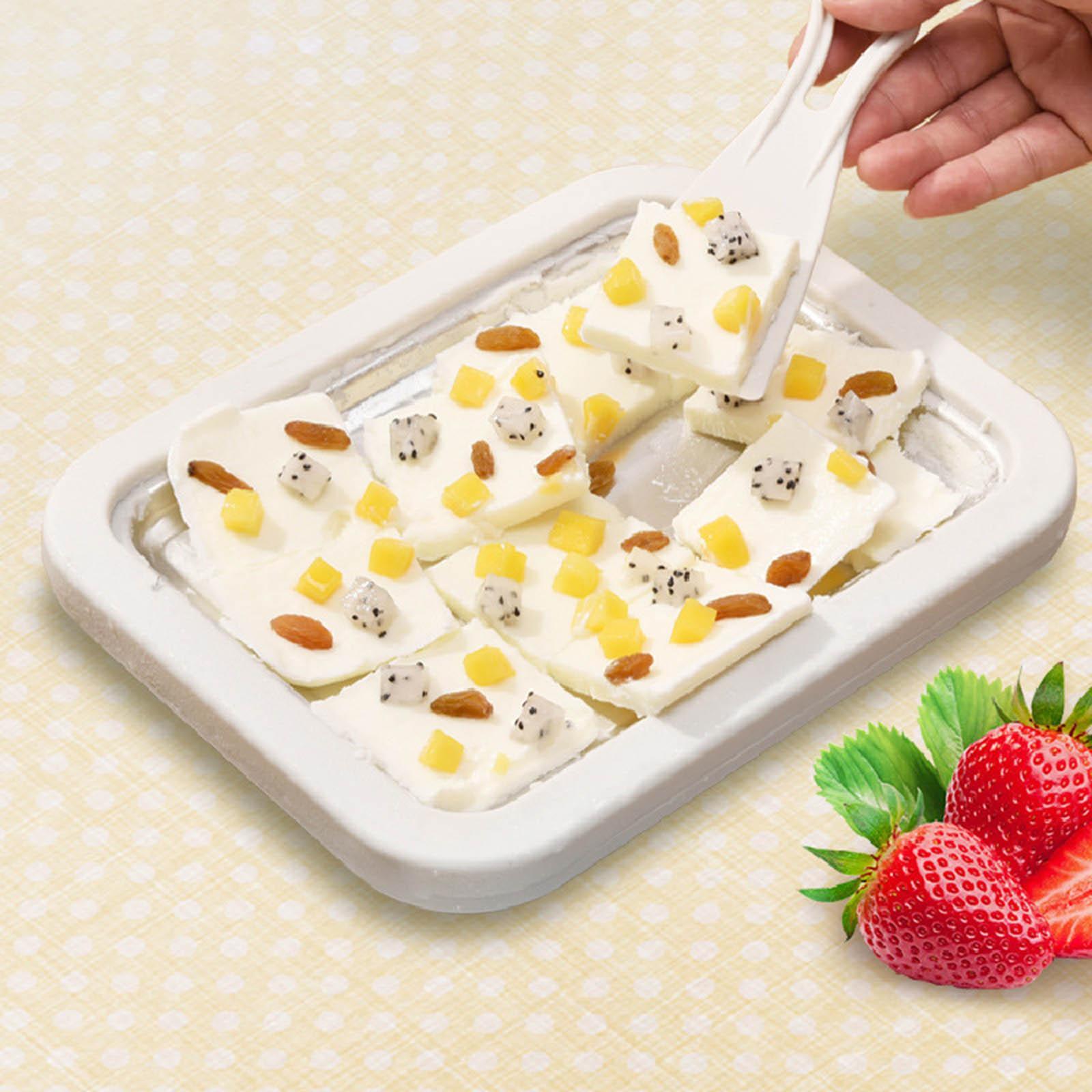 Instant Ice Cream Maker Pan and Scraper Set, Food Grade Stainless Steel, Sweet Fried Food Plate, Family Use