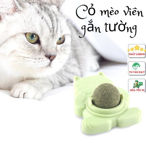 Viên Cỏ Bạc Hà Mèo, Catnip Dạng Xoay Gắn Tường Có Nắp Đậy Giúp Mèo Thư Giãn