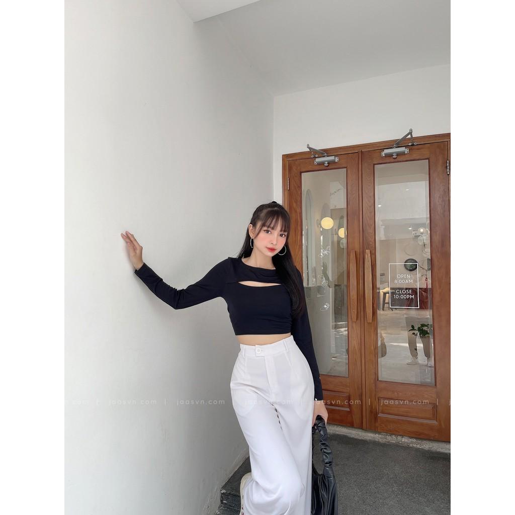 Áo crop top tay dài cut out cực xinh