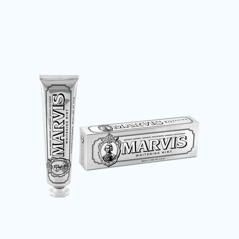 Kem Đánh Răng Marvis Whitening Mint Vị Bạc Hà hỗ trợ sạch mảng bám &amp; trắng răng tự nhiên (85ml)