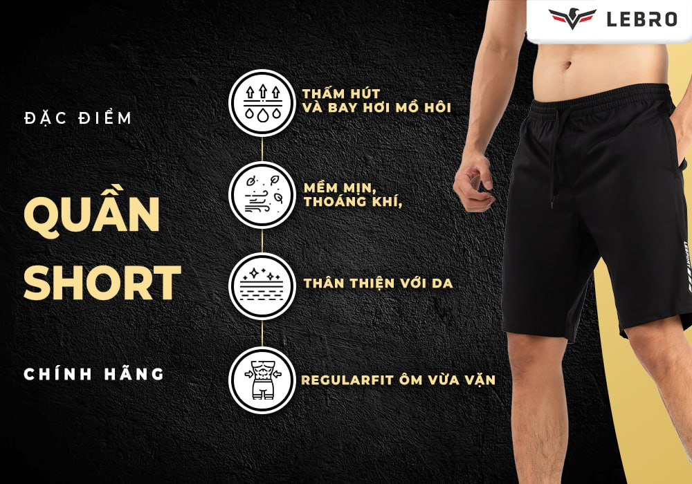 Quần short nam, quần đùi nam vải gió cao cấp, quần sooc thể thao tập gym, chạy bộ, đá bóng thời trang nam LEBRO QLG23-01