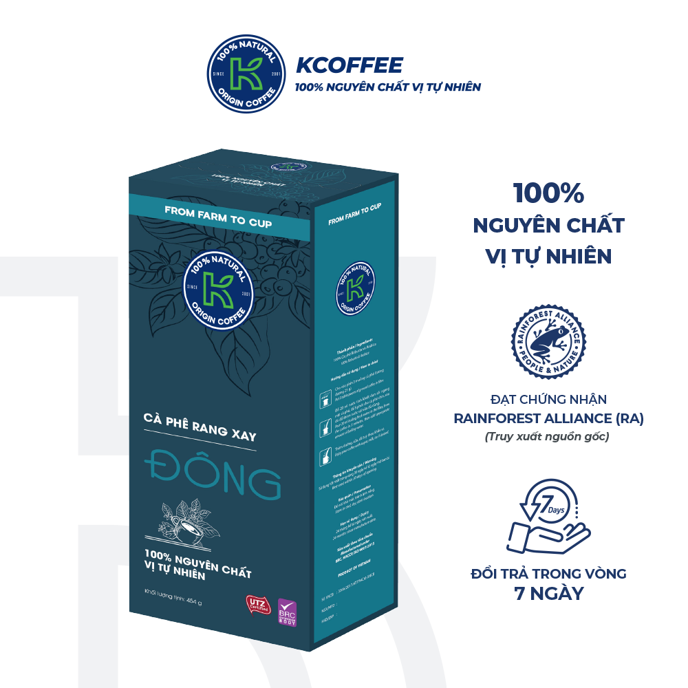 Cà phê rang xay nguyên chất 100% K-Coffee Đông 454g