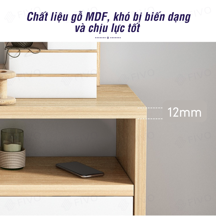 Kệ Giá Sách Gỗ Mini Để Bàn Hoặc Treo Tường FIVO Mẫu FB20, Lắp Ráp Dễ Dàng Gỗ MDF Phủ Melamine Chống Thấm Bề Mặt